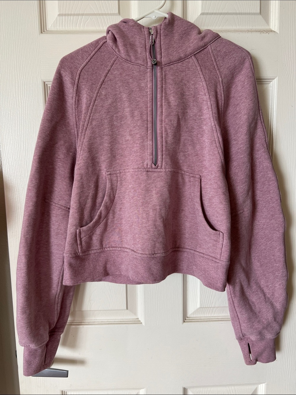 Scuba Oversized Half-Zip Hoodie in Mauve Pink